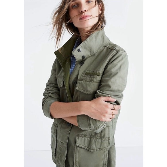 Madewell Catskills Button Front Jacket Army Green Size S - Picture 1 of 9
